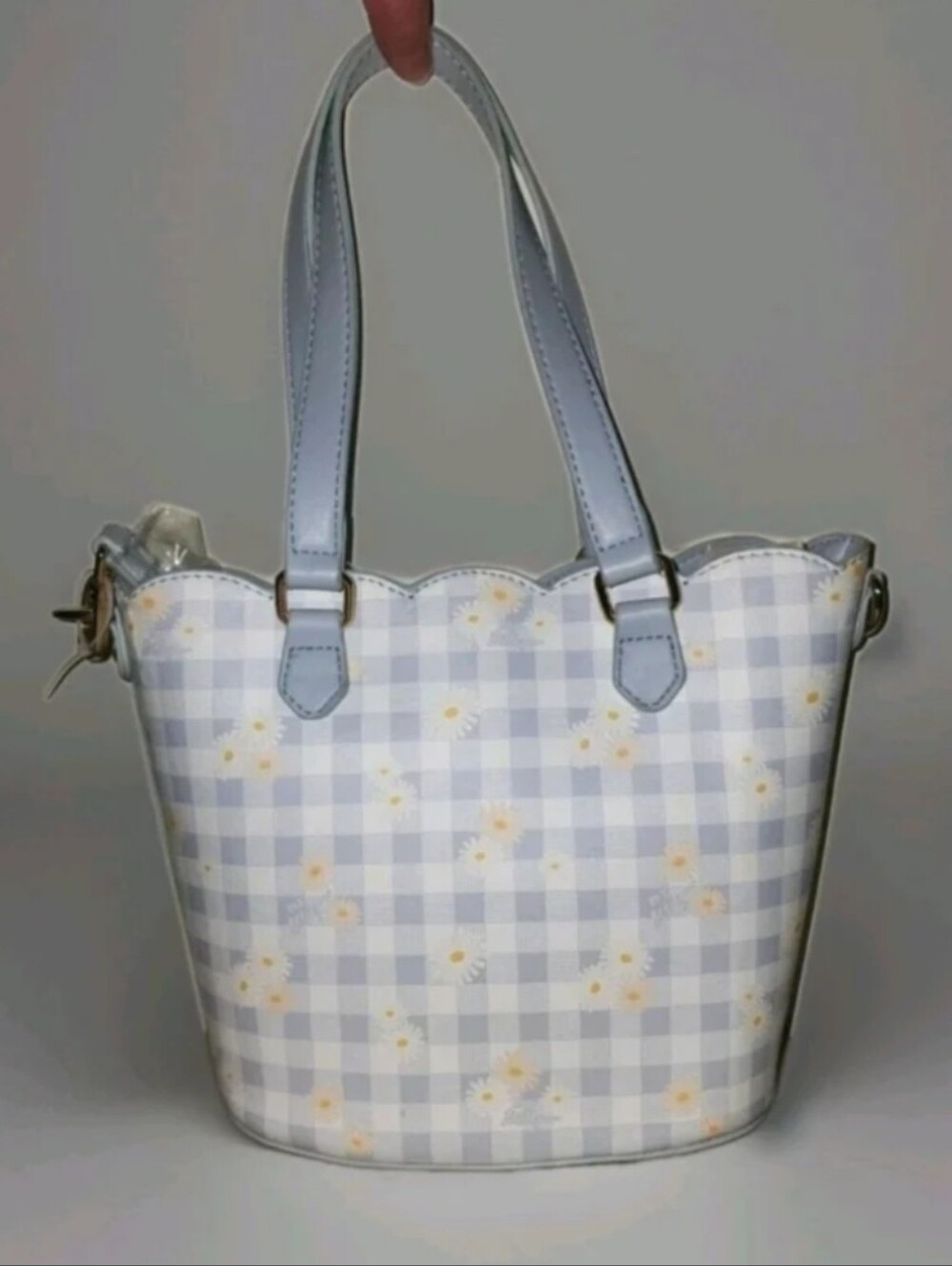 Betsey Johnson Plaid Daisy Flower Pattern Satchel Crossbody Bag Purse Charm - Picture 10 of 11